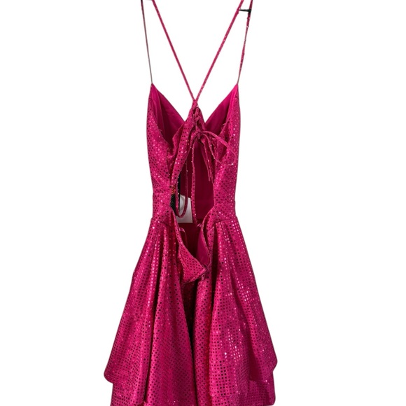 City Studio Fuchsia Sequin Layered Dress - Picture 2 of 10